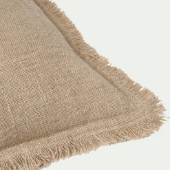 Coussin frangé en lin 45x45cm - naturel