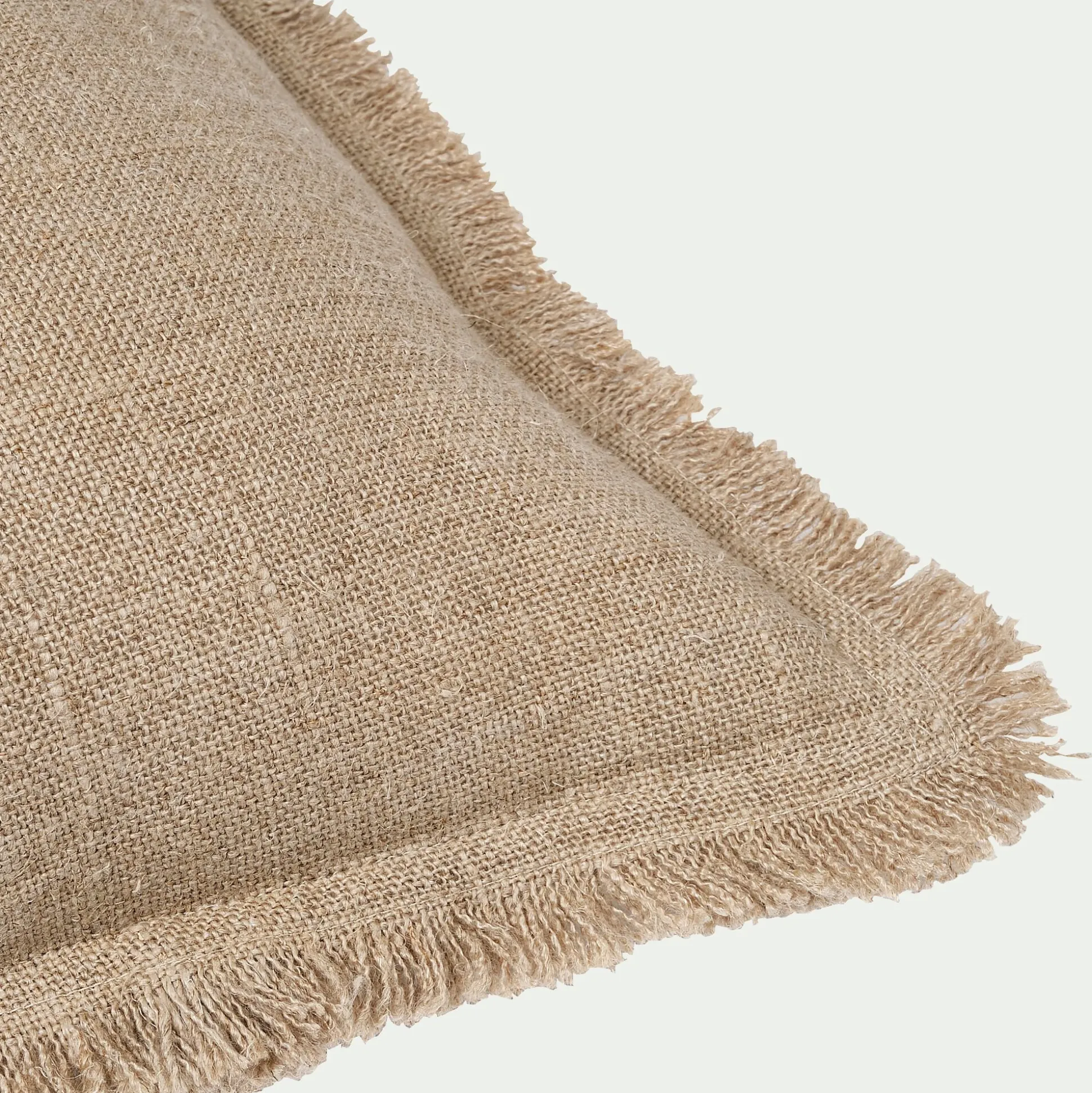 Coussin frangé en lin 45x45cm - naturel