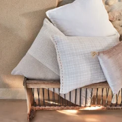 Coussin khanta en lin et coton 40x60cm - blanc