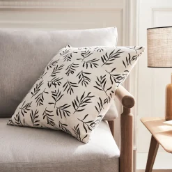 Coussin motif Aloyse en coton 45x45cm - noir et blanc