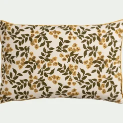 Coussin motif floral en coton 40x60cm - jaune