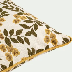 Coussin motif floral en coton 40x60cm - jaune