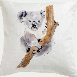 Coussin motif koala en coton 45x45cm - gris