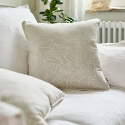 Coussin motif Laurier en lin et coton 45x45cm - blanc