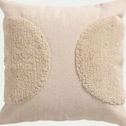 Coussin motifs laineux en coton 45x45cm - naturel