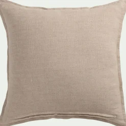 Coussin rayé en lin 45x45cm - jaune