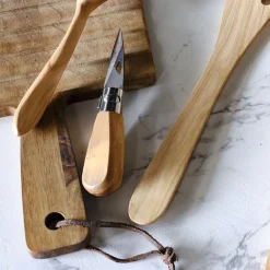 Couteau à huître pliable en bois d'olivier
