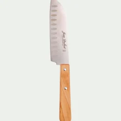 Couteau santoku en inox et bois d'olivier 28cm - naturel