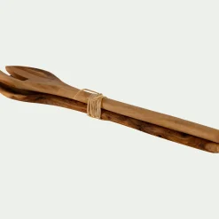 Couverts à salade en bois d'olivier - bois foncé