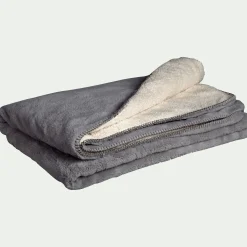 Couvre lit imitation fourrure 180x220cm - gris restanque