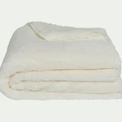 Couvre lit imitation fourrure - blanc ventoux 180x220cm