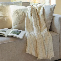 Couvre-lit en coton 130x170cm points fantaisies - blanc écru