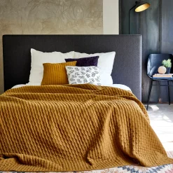 Couvre-lit en tissu surpiqué 230x250cm - jaune alep