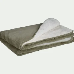 Couvre-lit imitation fourrure - vert cèdre 180x220cm