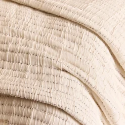 Couvre-lit matelassé en coton surpiqué 230x250cm - blanc écru