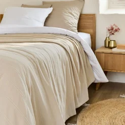 Couvre-lit tissé en coton 230x250cm - beige roucas