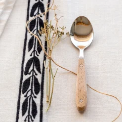 Cuillère à café en inox et manche en bois de hêtre - naturel