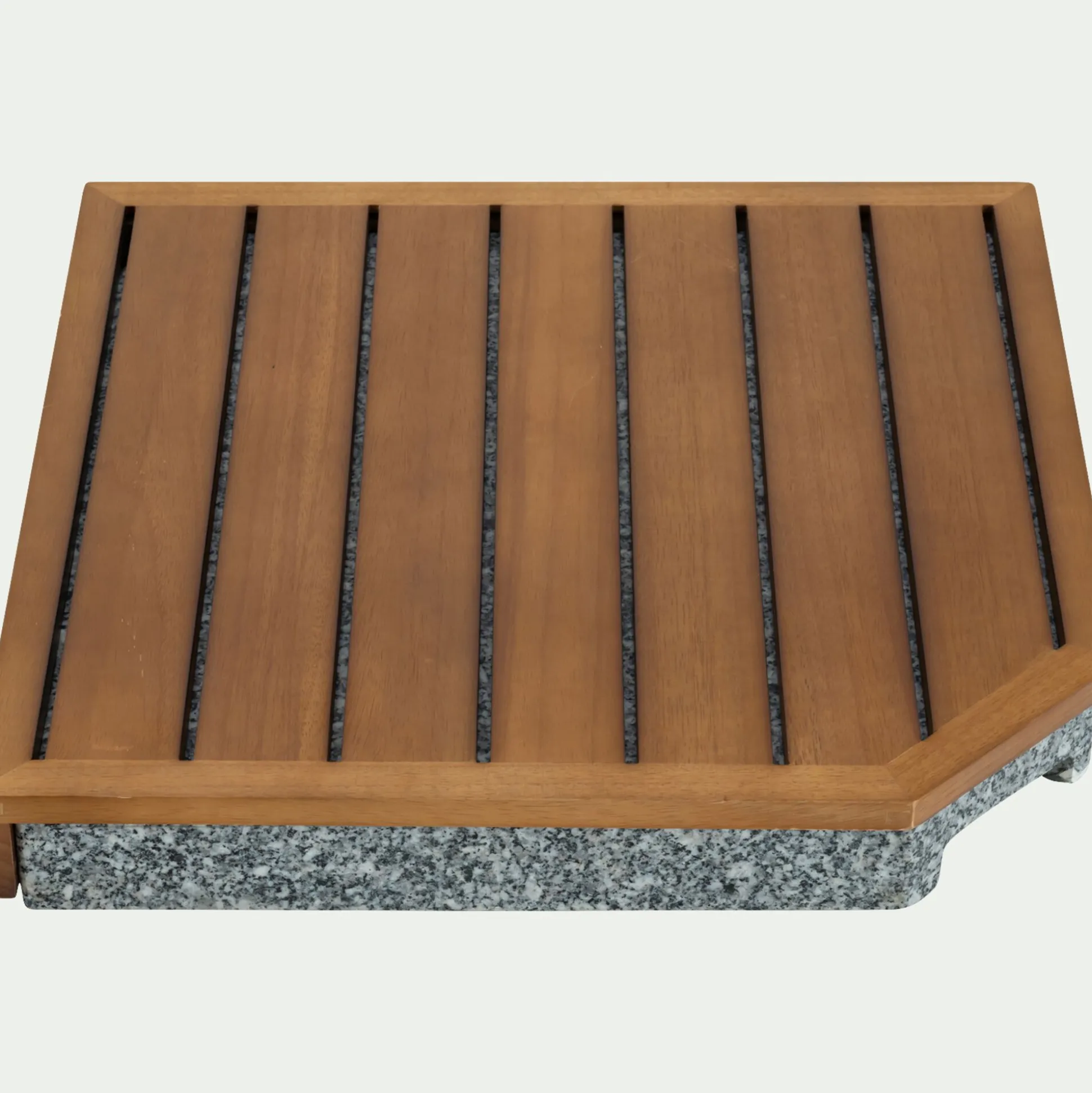 Dalle de lestage pour pied de parasol en béton et bois 22kg - naturel