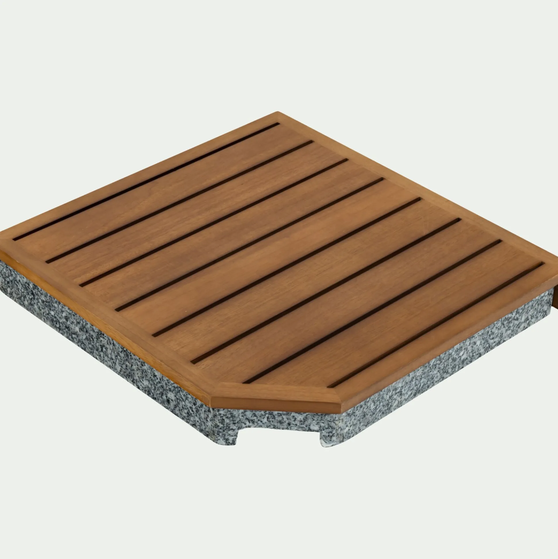 Dalle de lestage pour pied de parasol en béton et bois 22kg - naturel