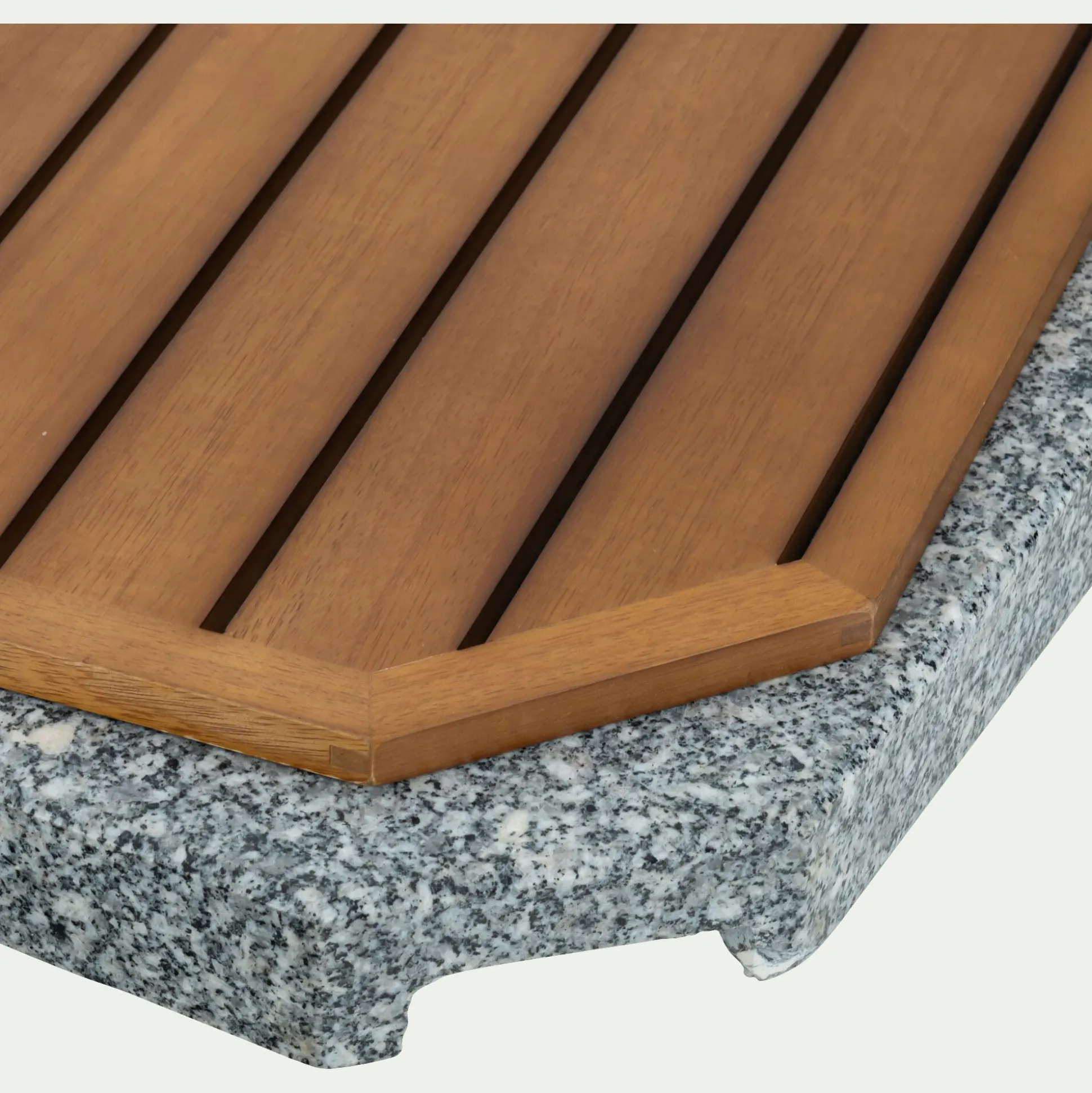 Dalle de lestage pour pied de parasol en béton et bois 22kg - naturel