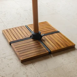 Dalle de lestage pour pied de parasol en béton et bois 22kg - naturel