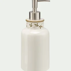 Distributeur à savon liquide en grès - blanc