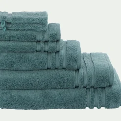 Drap de bain bouclette en coton - vert 100x150cm
