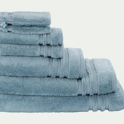 Drap de bain bouclette en coton - bleu autan 100x150cm