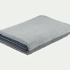 Drap de bain bouclette jacquard en coton - bleu 100x150cm