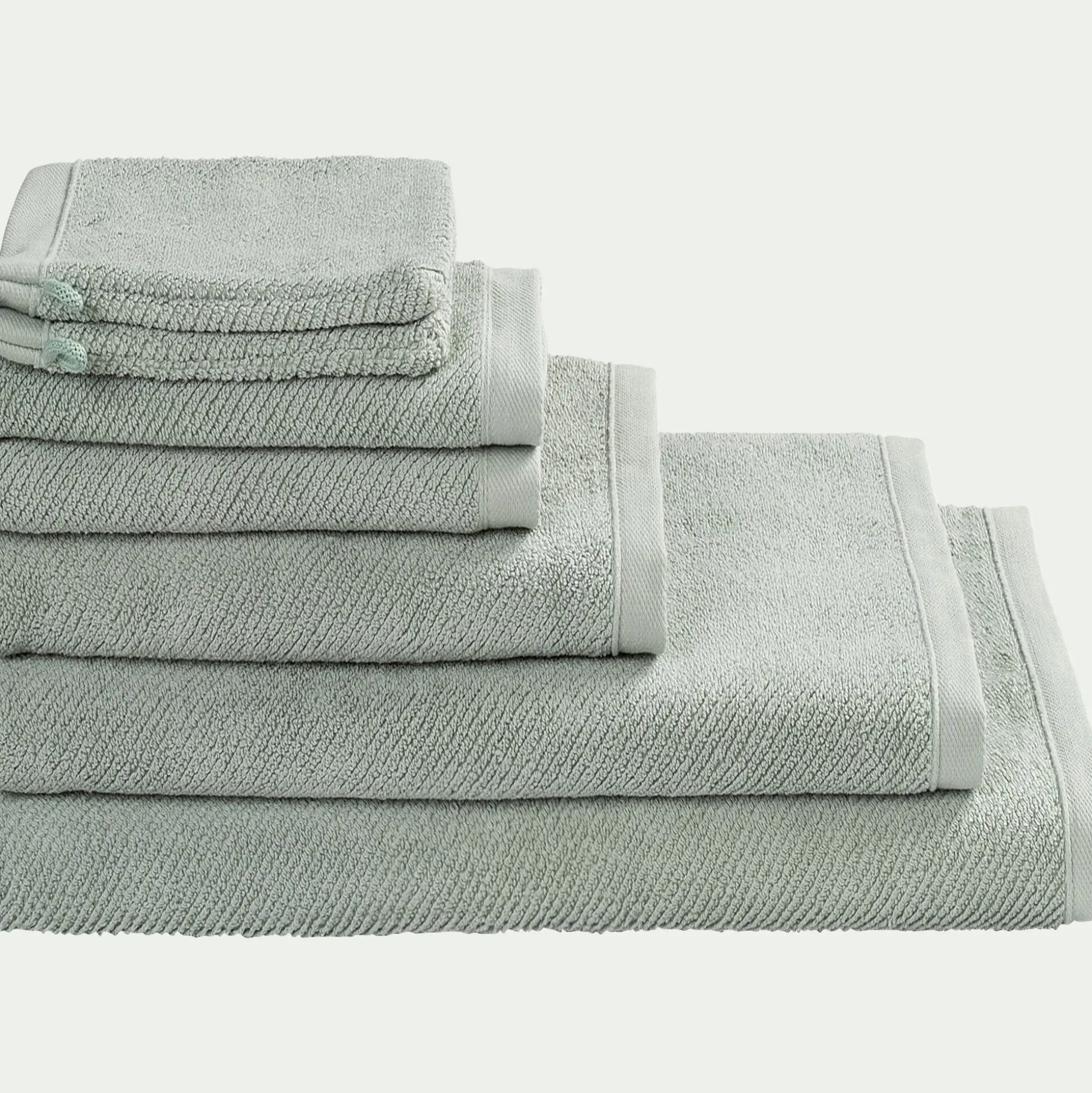 Drap de bain en bouclettes de coton bio 90x150cm - vert olivier