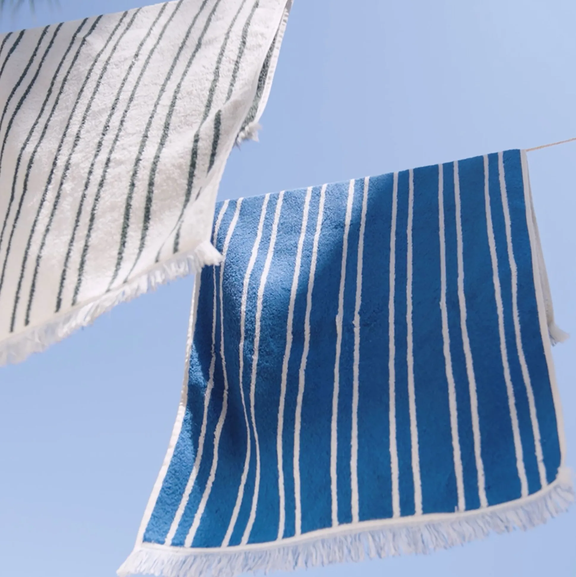 Drap de bain en coton à rayures 100x150cm - vert