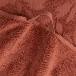 Drap de bain en coton motif floral 100x150cm - rouge terracotta