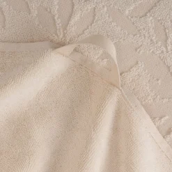 Drap de bain en coton motif floral 100x150cm - blanc écru