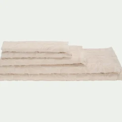 Drap de bain en coton motif floral 100x150cm - blanc écru