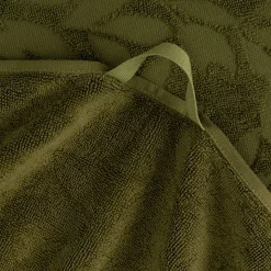 Drap de bain en coton motif floral 100x150cm - vert mousse