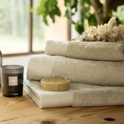 Drap de bain en coton peigné - beige alpilles 100x150cm