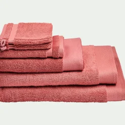 Drap de bain en coton peigné - rouge ricin 100x150cm