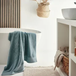 Drap de bain en coton peigné - bleu calaluna 100x150cm