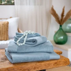 Drap de bain en coton peigné - bleu calaluna 100x150cm