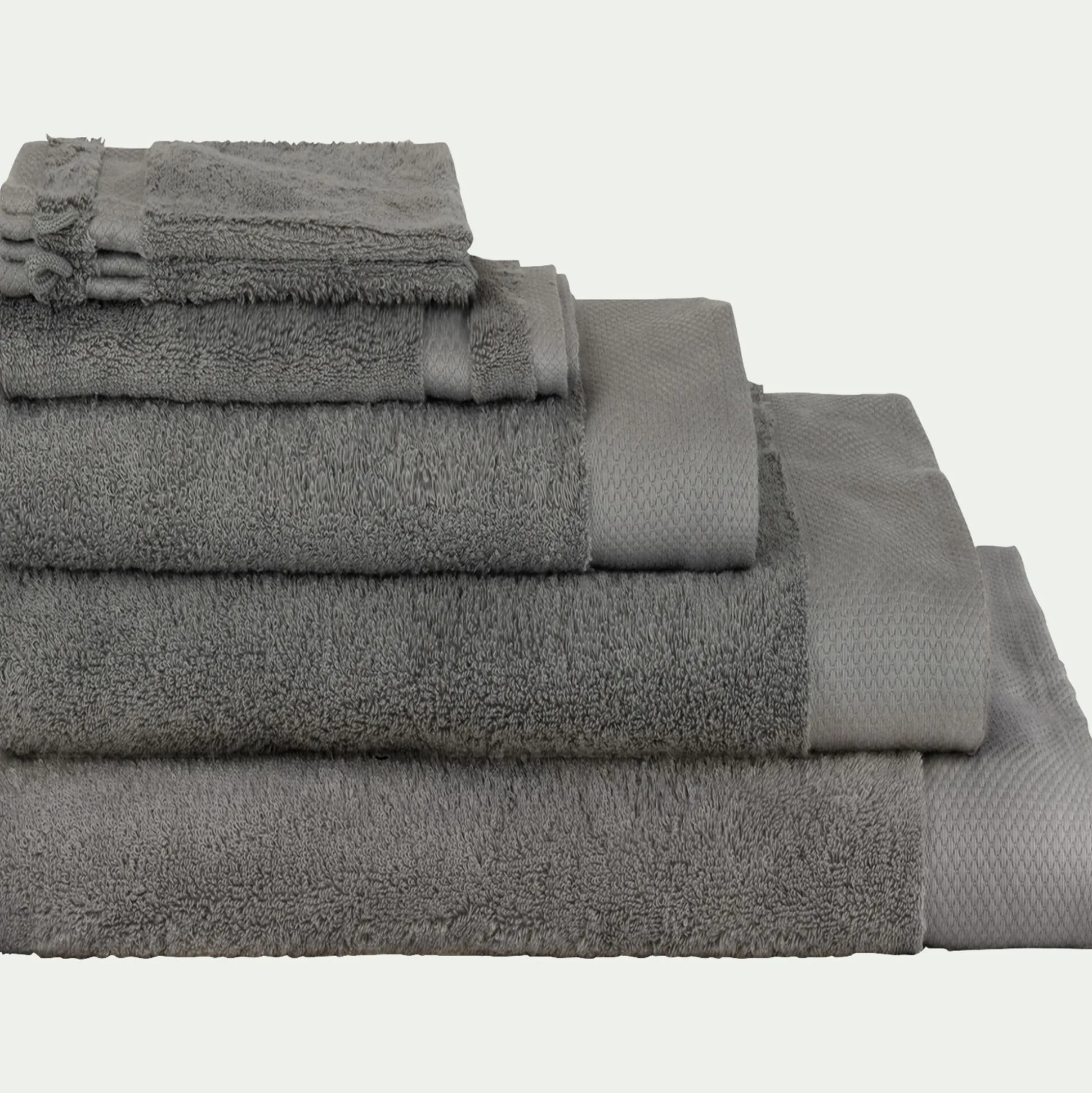 Drap de bain en coton peigné - gris restanque 100x150cm
