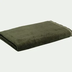 Drap de bain frangé en coton 100x150cm - vert cèdre