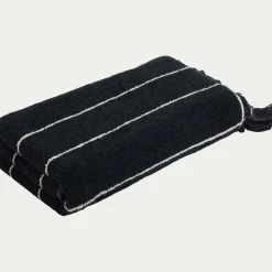 Drap de bain rayé en coton 100x150cm - noir