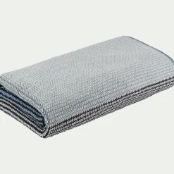 Drap de douche bouclette jacquard en coton - bleu 70x140cm