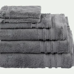 Drap de douche bouclette en coton - gris anthracite 70x140cm