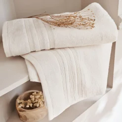 Drap de douche bouclette en coton - blanc ventoux 70x140cm