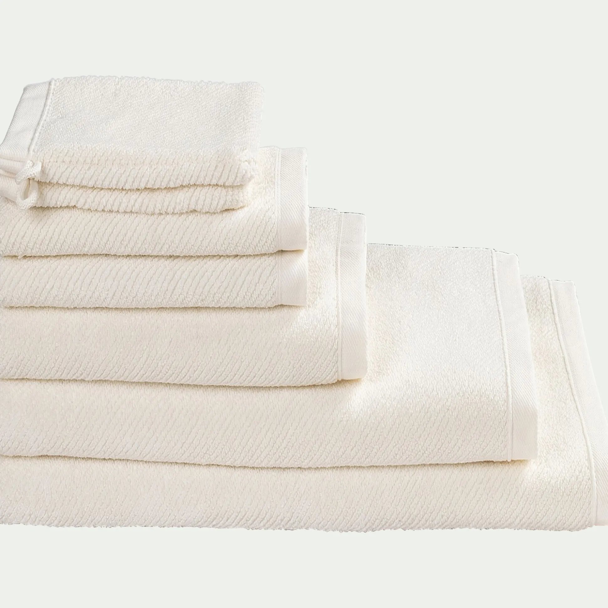 Drap de douche en bouclettes de coton bio - blanc ventoux 70x130cm