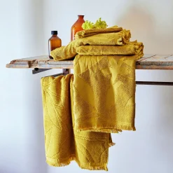Drap de douche en coton - jaune argan 70x140cm