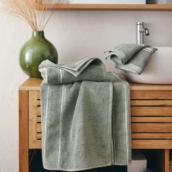 Drap de douche en coton - vert olivier 70x140cm