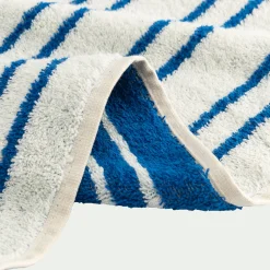 Drap de douche en coton à rayures 70x140cm - bleu