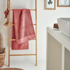Drap de douche en coton peigné - rouge ricin 70x140cm